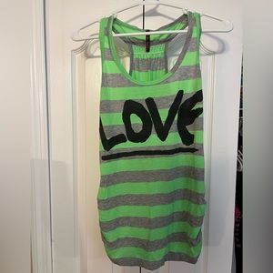Green and gray striped tank